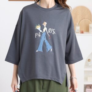 デニムGirl七分袖ワイドTシャツ