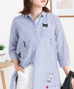 ねこだらけチュニックシャツ