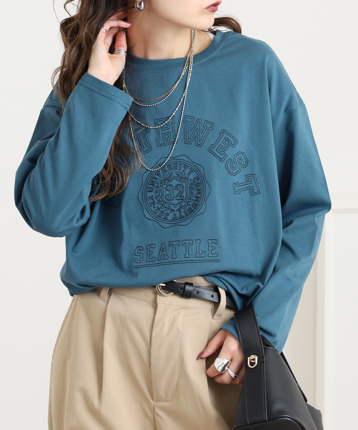 ステッチ刺繍 長袖Tシャツ - 画像 (3)