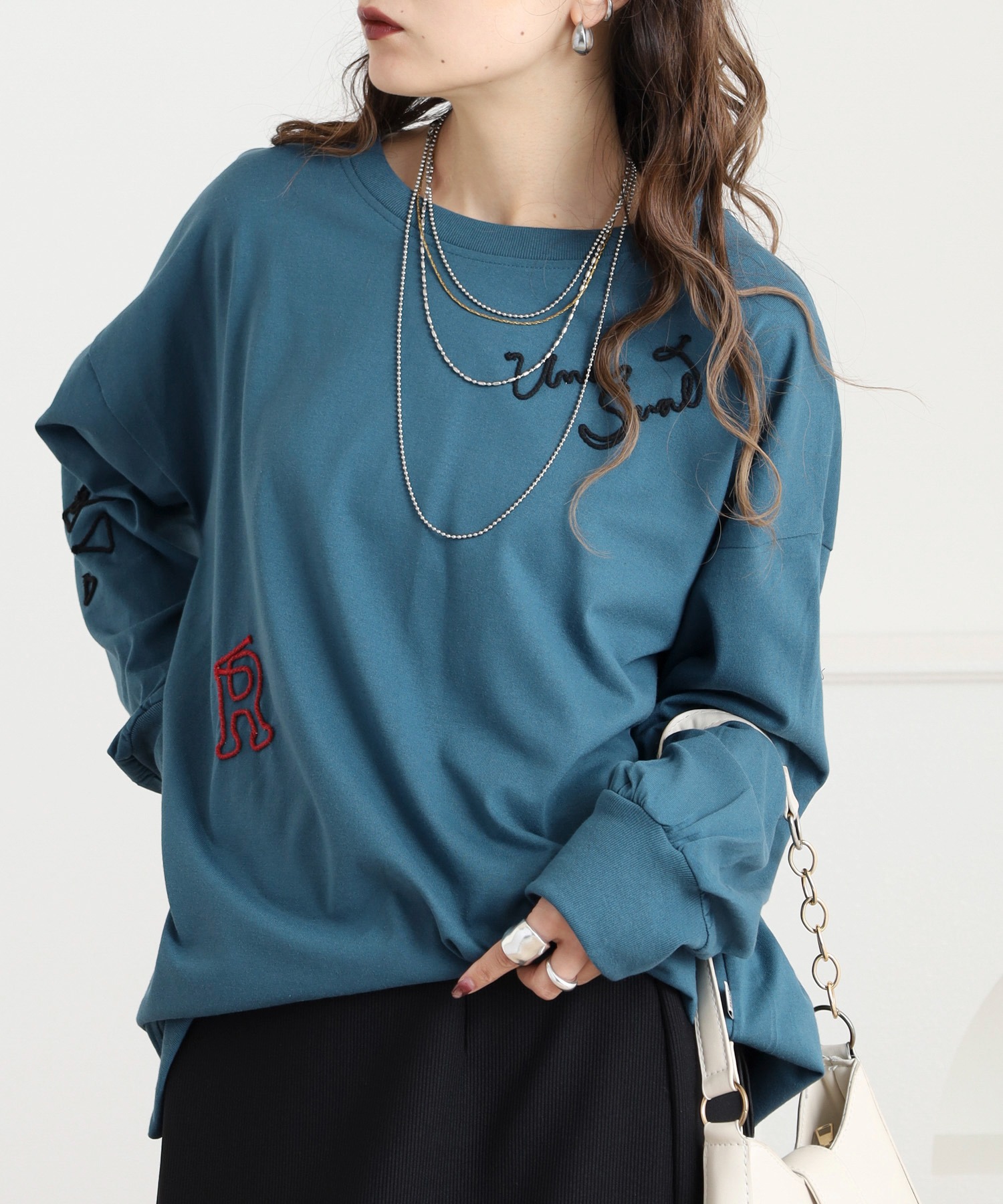 裾ドロストコード刺繍 長袖プルオーバー - 画像 (3)