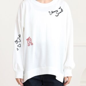 裾ドロストコード刺繍 長袖プルオーバー