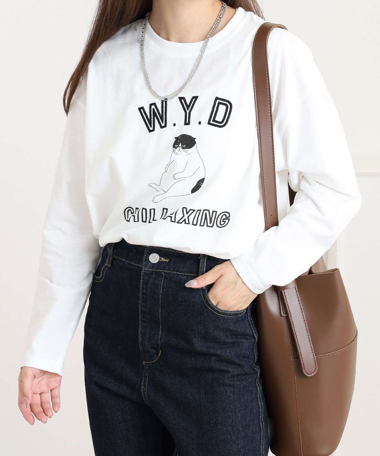 プリント+刺繍 長袖Tシャツ - 画像 (2)