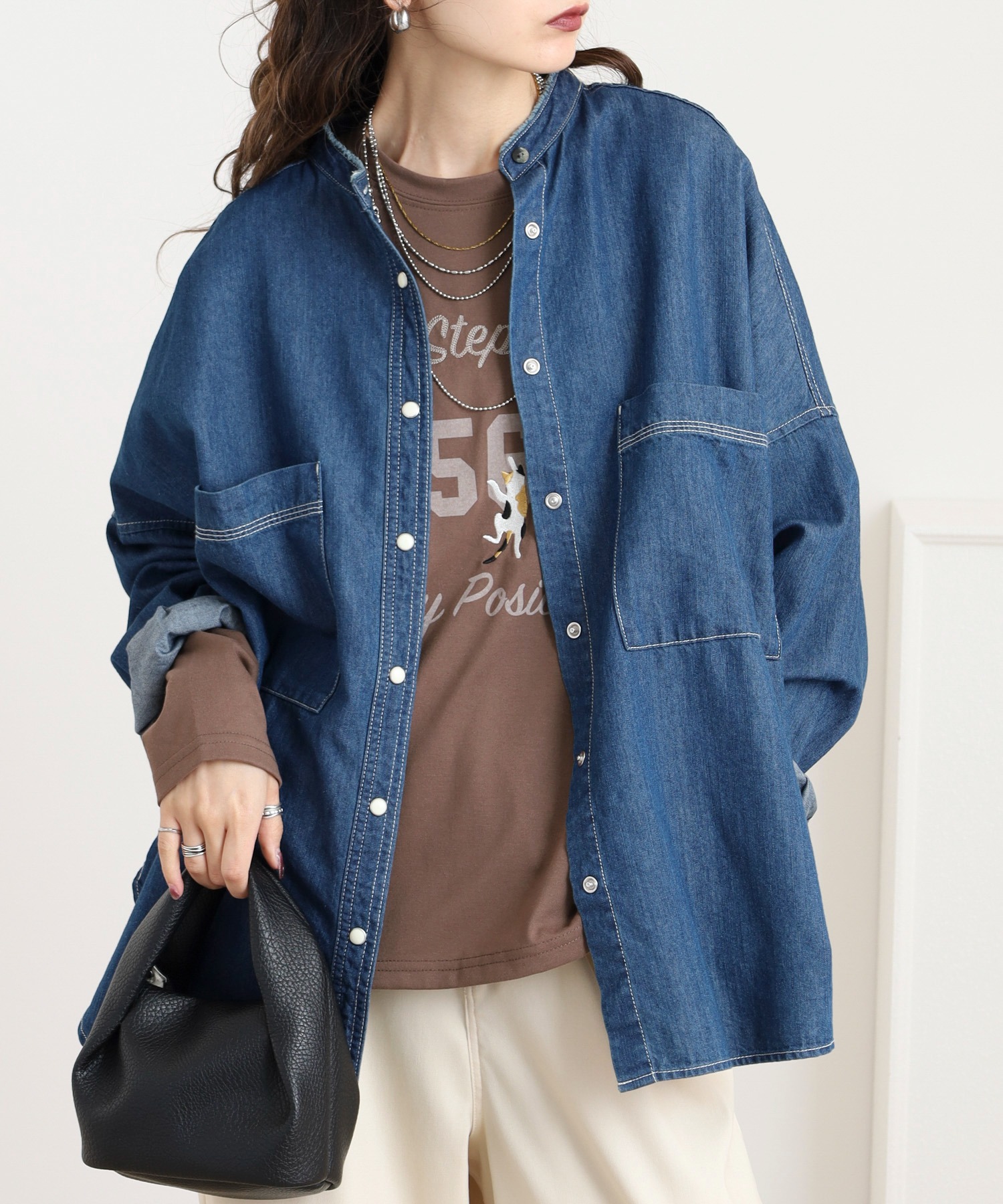 プリント+刺繍 長袖Tシャツ - 画像 (3)