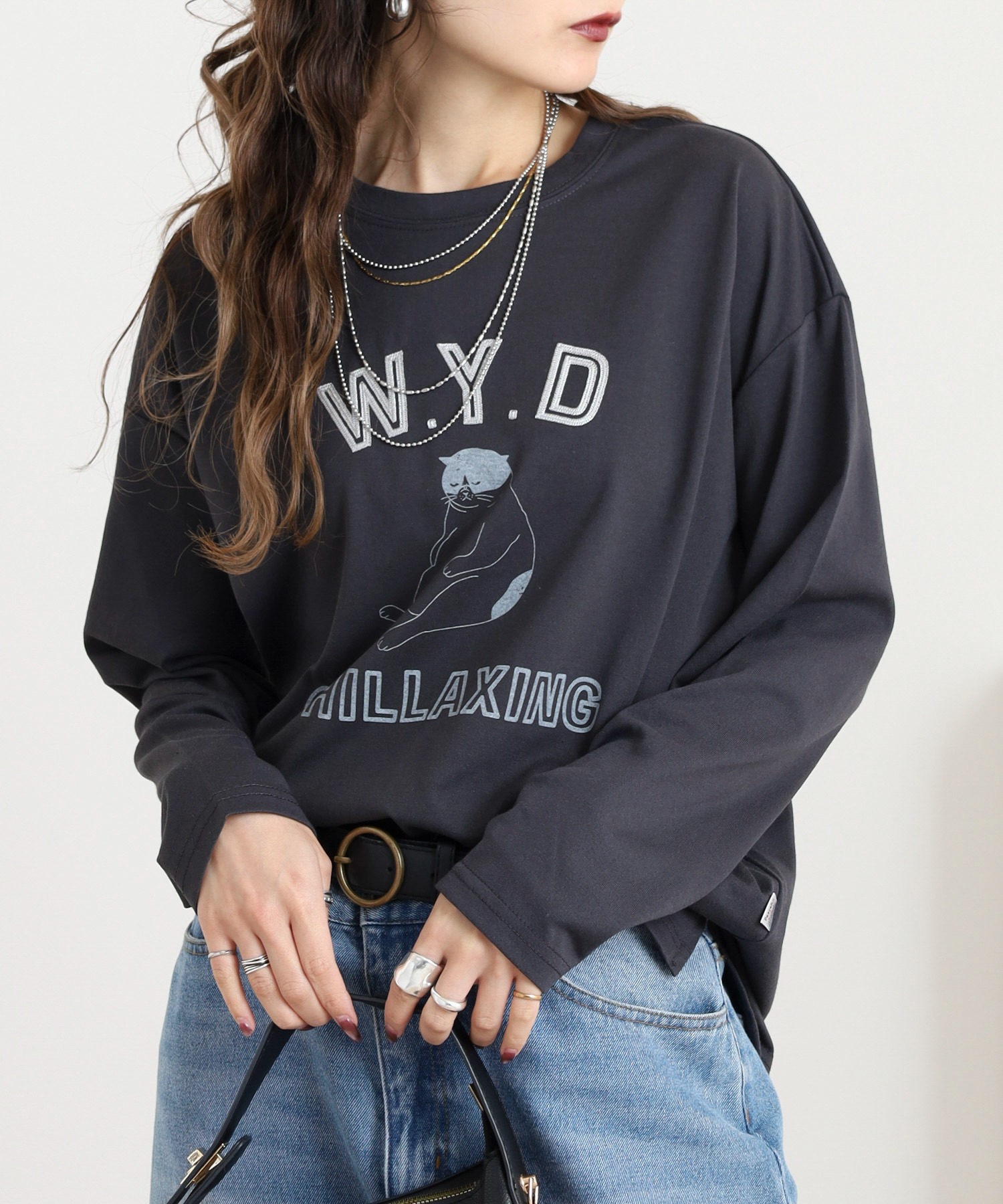 プリント+刺繍 長袖Tシャツ - 画像 (3)