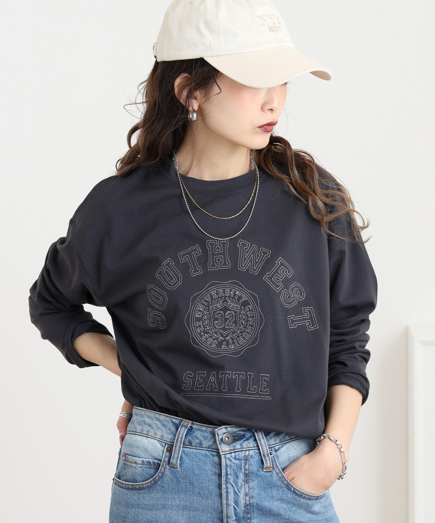 ステッチ刺繍 長袖Tシャツ - 画像 (4)