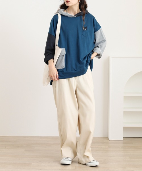 覗きネコ 刺繍ポケット付きプルパーカー - 画像 (6)