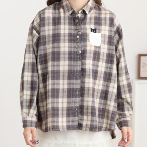 多釦キャットシャツ