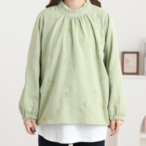 ミモザ刺繍フリルブラウス