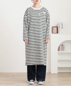 配色ステッチポケット刺繍ワンピース