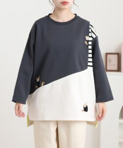 配色切替長袖プルオーバー