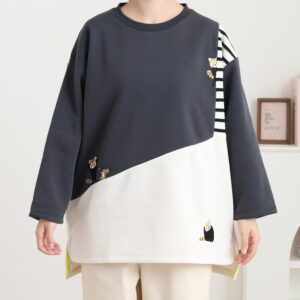 配色切替長袖プルオーバー