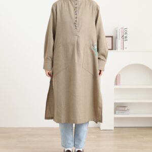 刺繍入多釦ワンピース