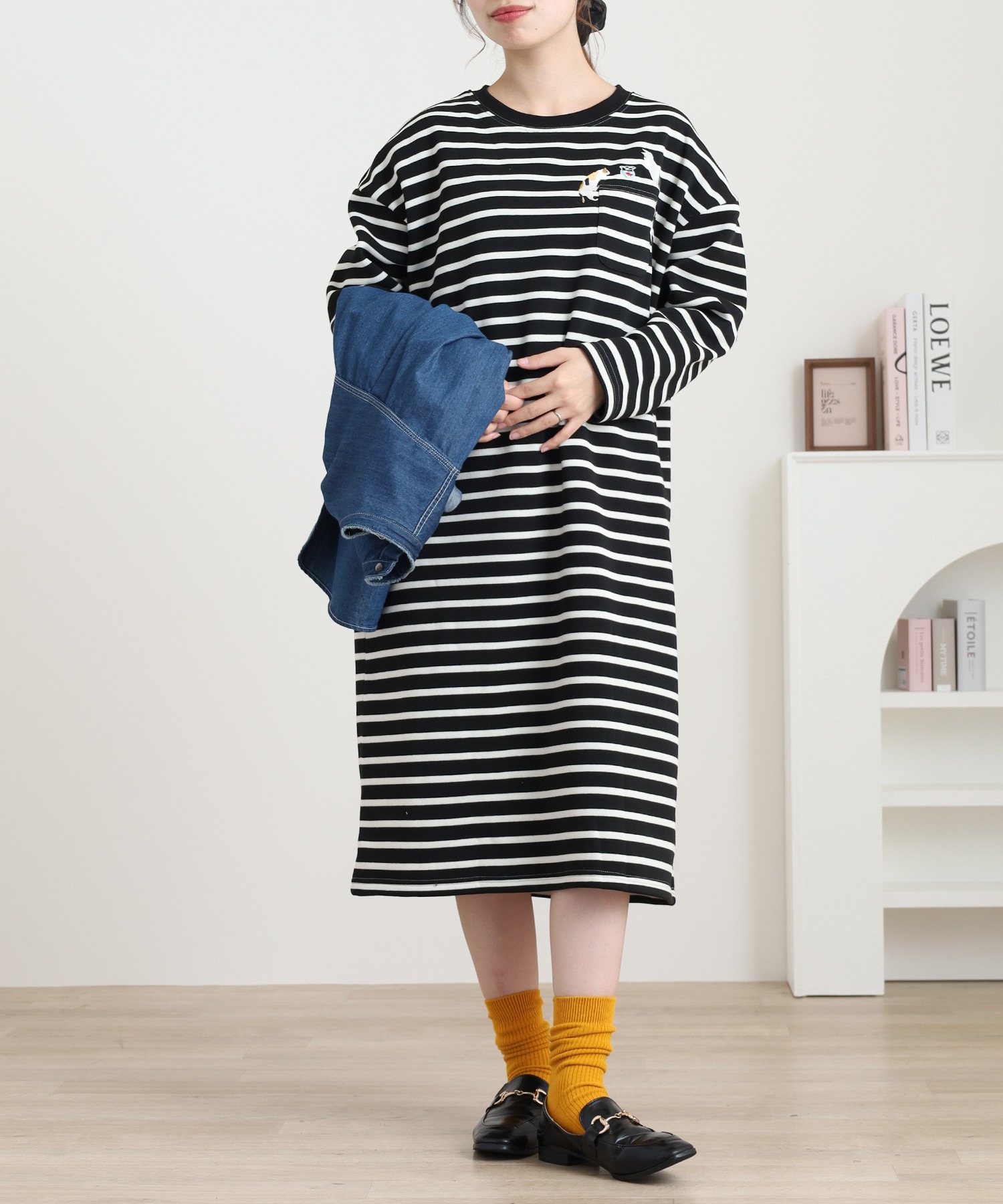 配色ステッチポケット刺繍ワンピース - 画像 (9)