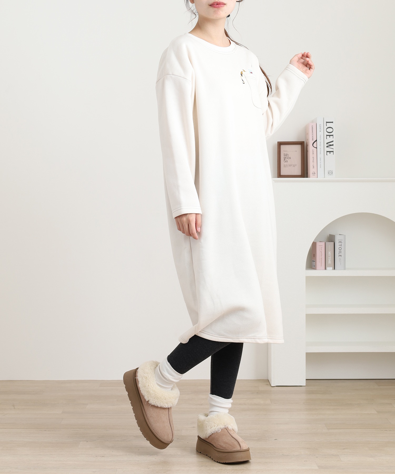 配色ステッチポケット刺繍ワンピース - 画像 (3)