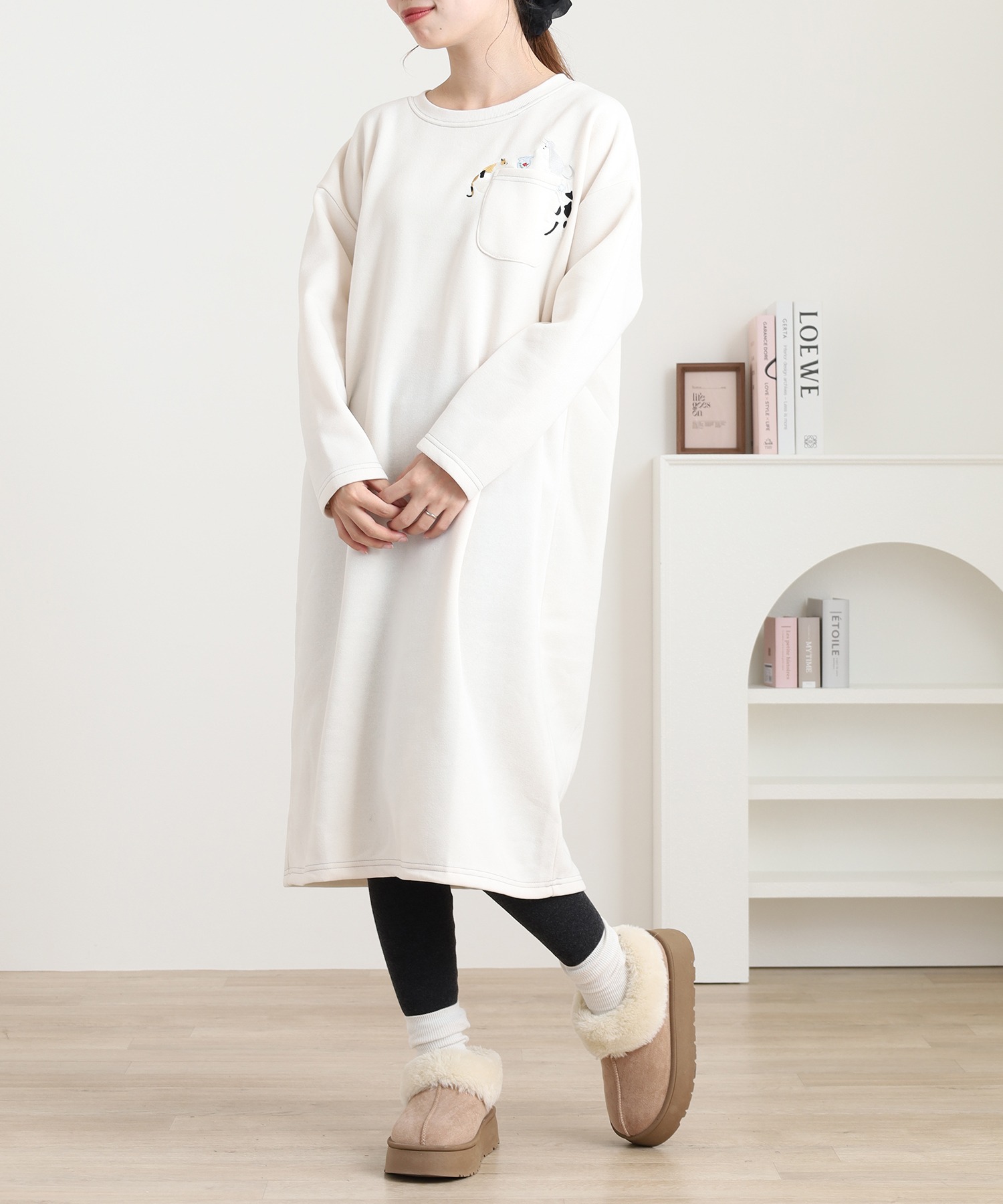 配色ステッチポケット刺繍ワンピース - 画像 (2)