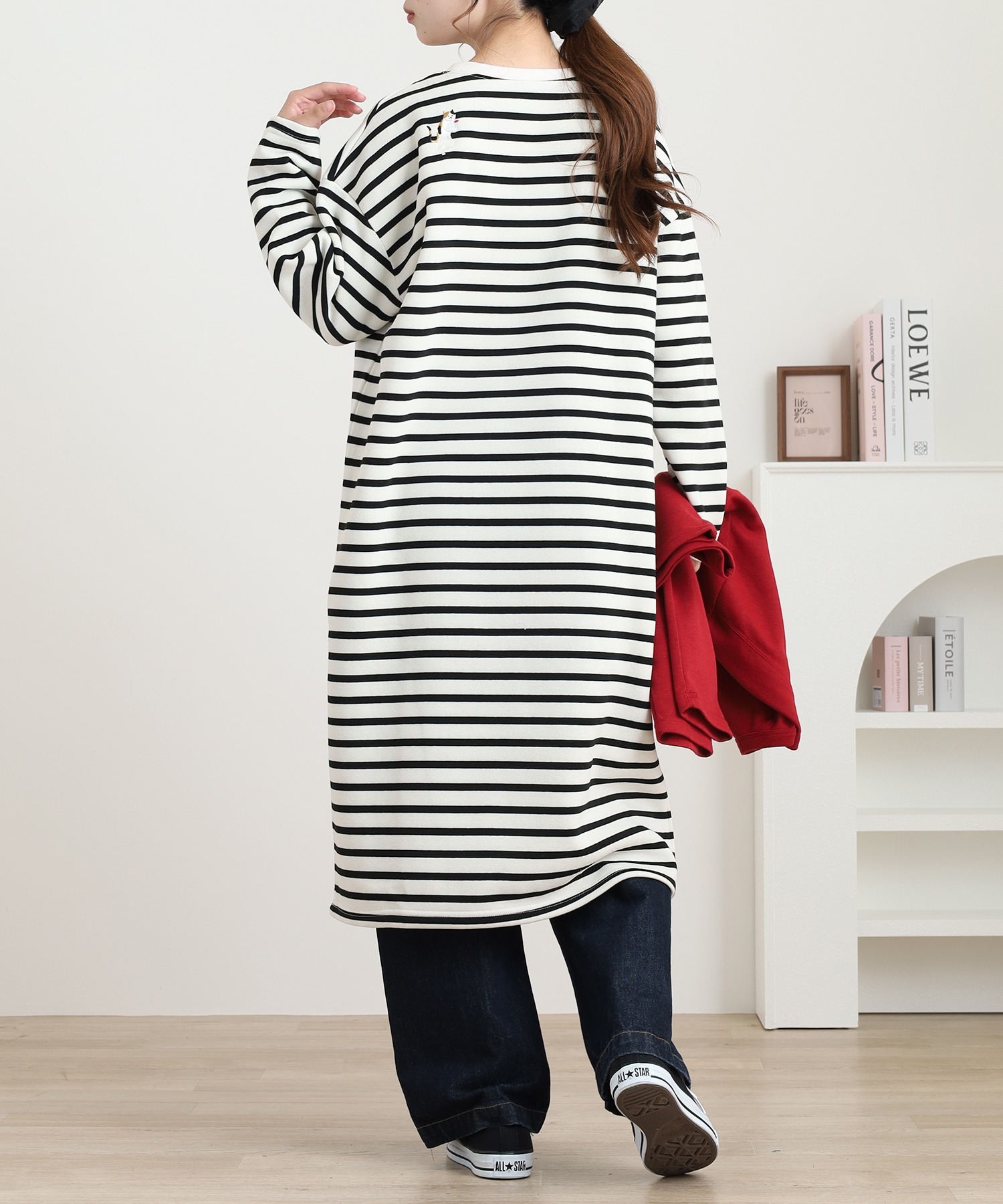 配色ステッチポケット刺繍ワンピース - 画像 (7)