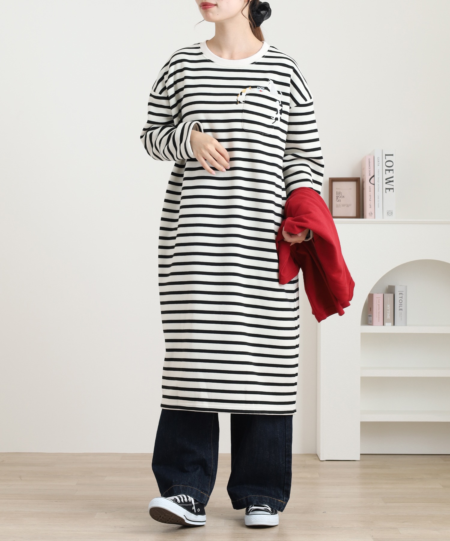 配色ステッチポケット刺繍ワンピース - 画像 (6)