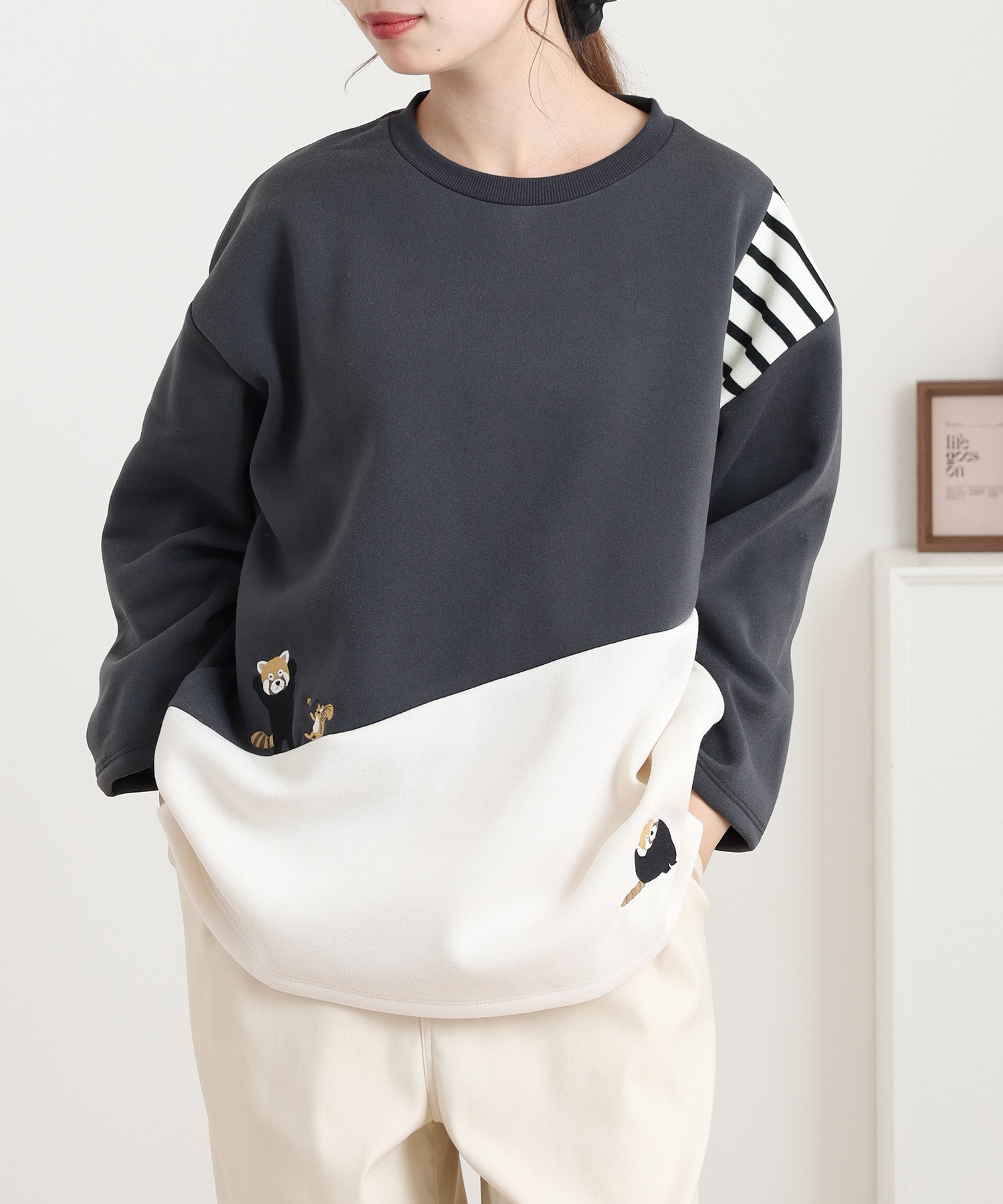 配色切替長袖プルオーバー - 画像 (5)