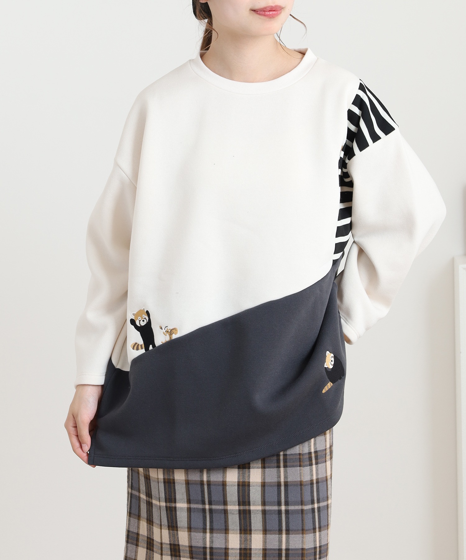 配色切替長袖プルオーバー - 画像 (2)