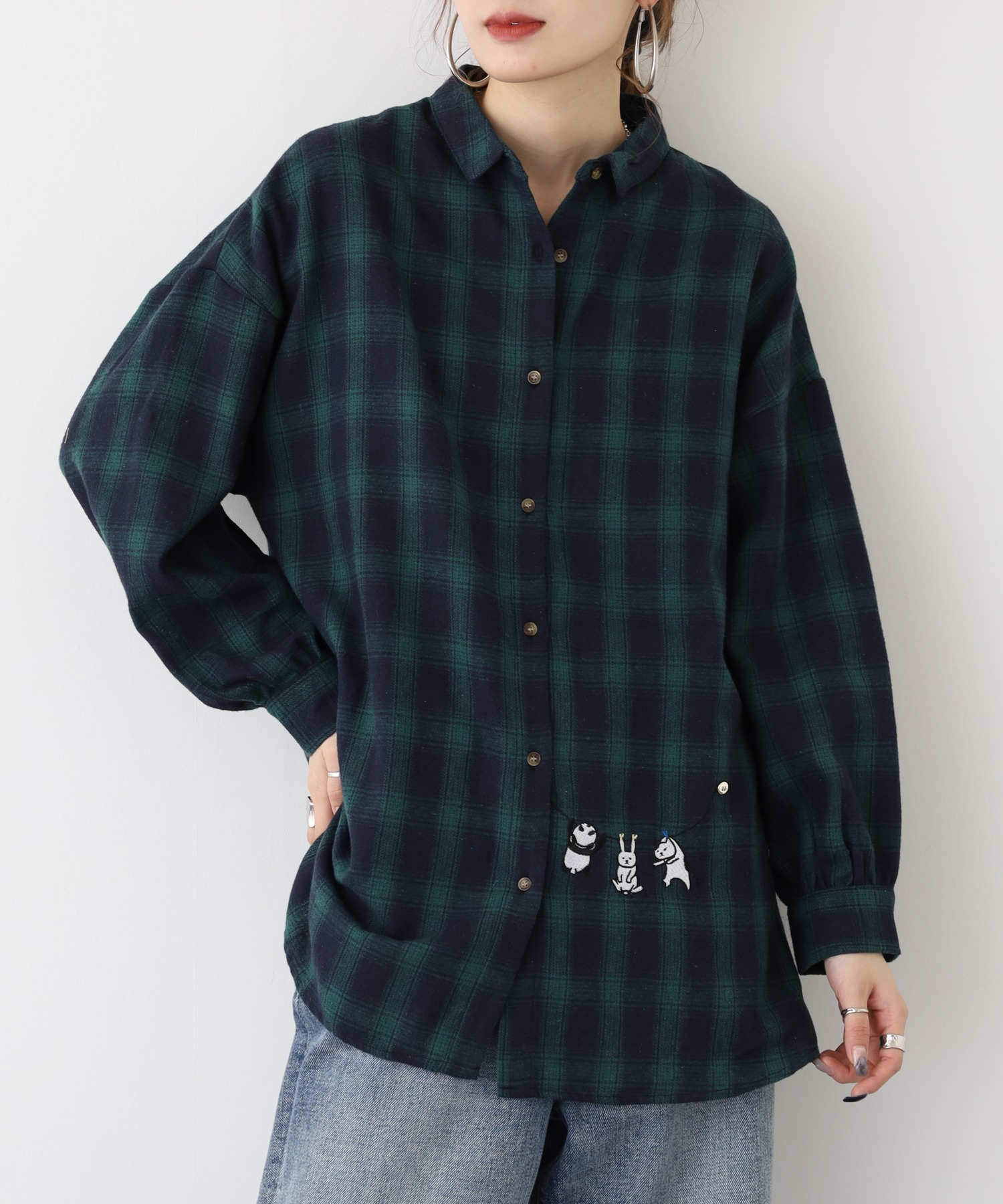 アニマル刺繍ビッグシャツ - 画像 (6)