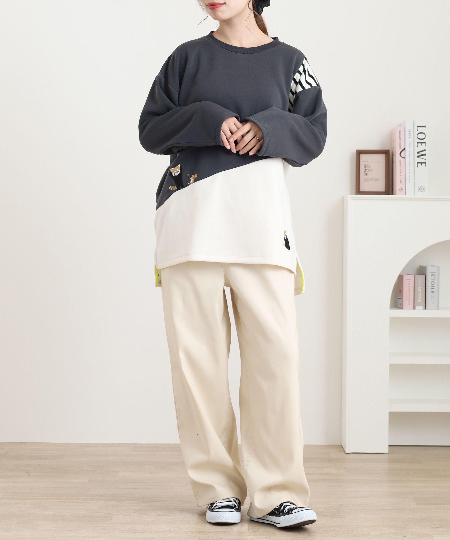 配色切替長袖プルオーバー - 画像 (6)