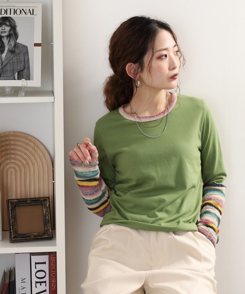 袖JQ切替プルオーバー 長袖Tシャツ - 画像 (4)