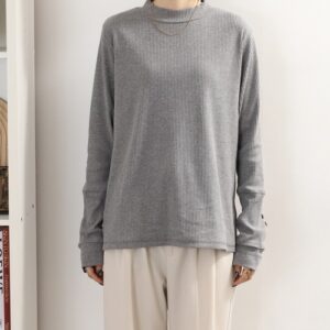 袖多種釦モックネック指穴プルオーバー 長袖