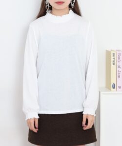 シャーリング衿長袖プルオーバー