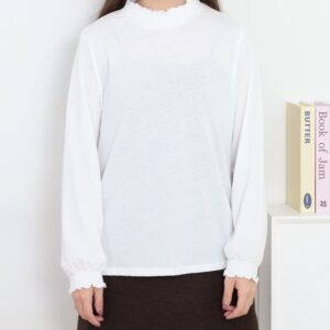 シャーリング衿長袖プルオーバー