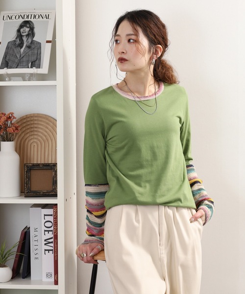 袖JQ切替プルオーバー 長袖Tシャツ - 画像 (5)