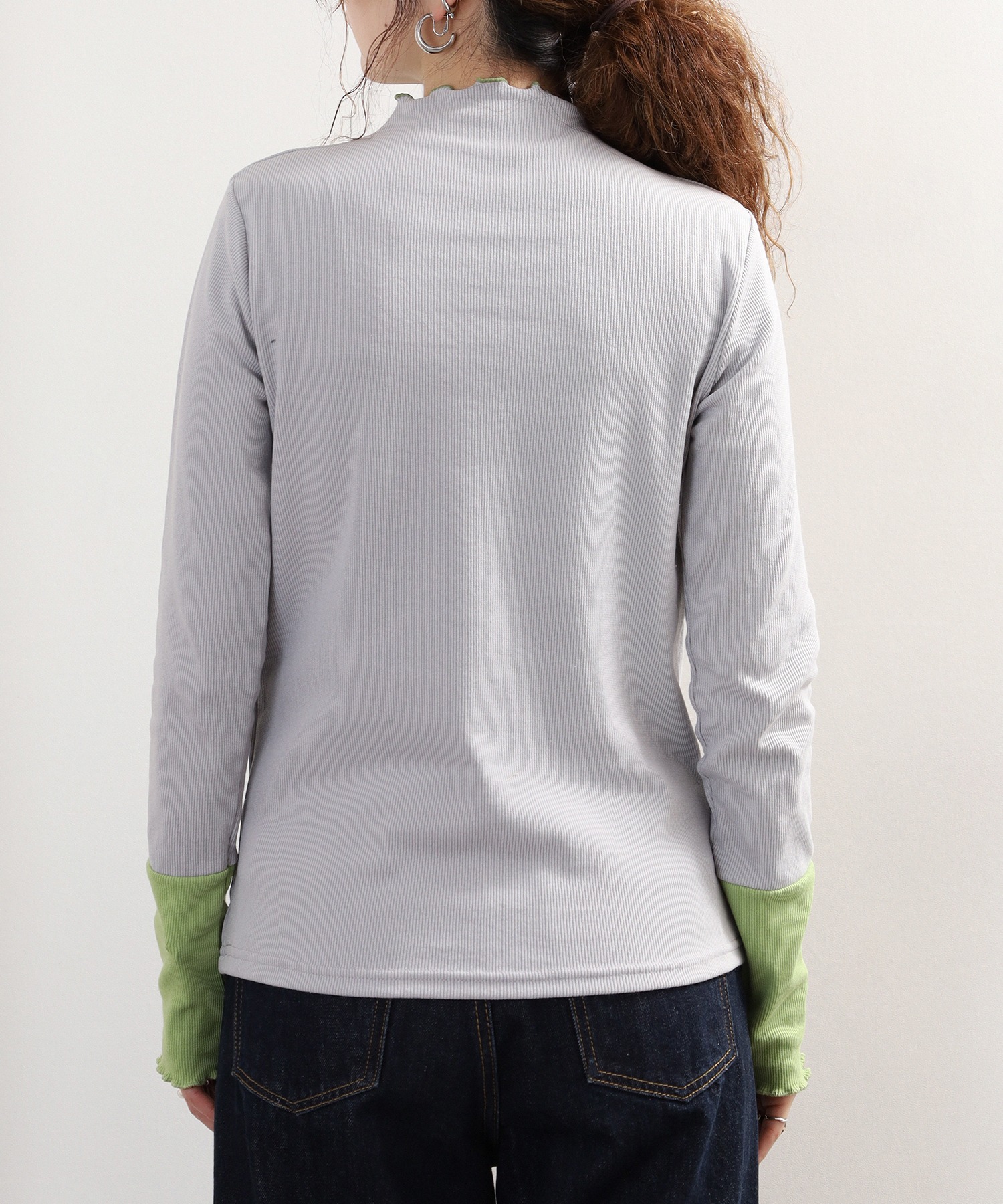 袖配色切替ボトルネックTシャツ 長袖 - 画像 (8)