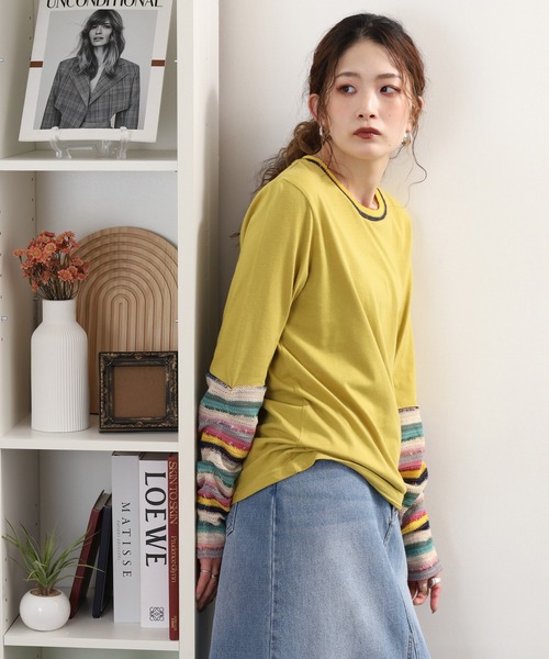 袖JQ切替プルオーバー 長袖Tシャツ - 画像 (2)