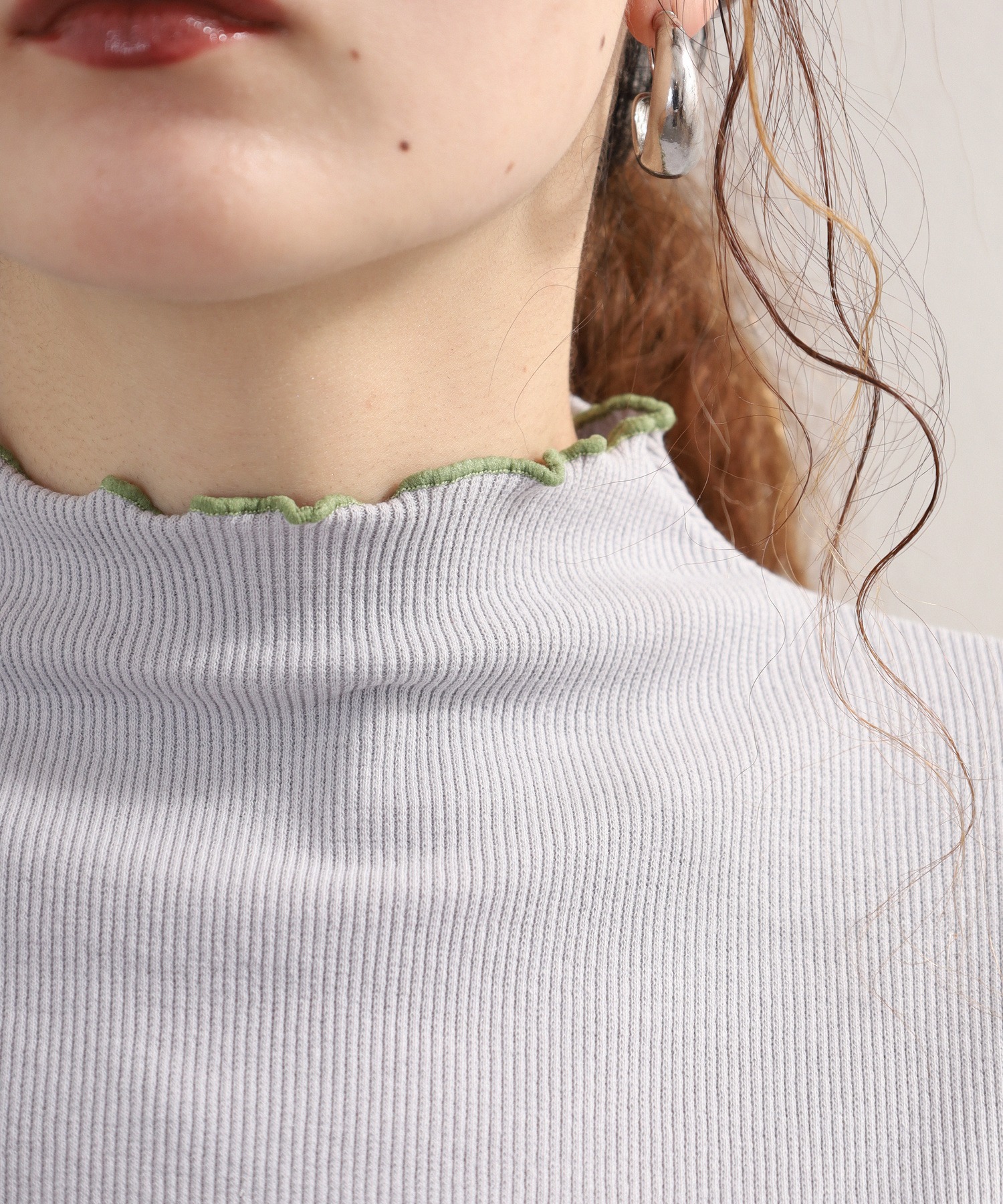 袖配色切替ボトルネックTシャツ 長袖 - 画像 (6)